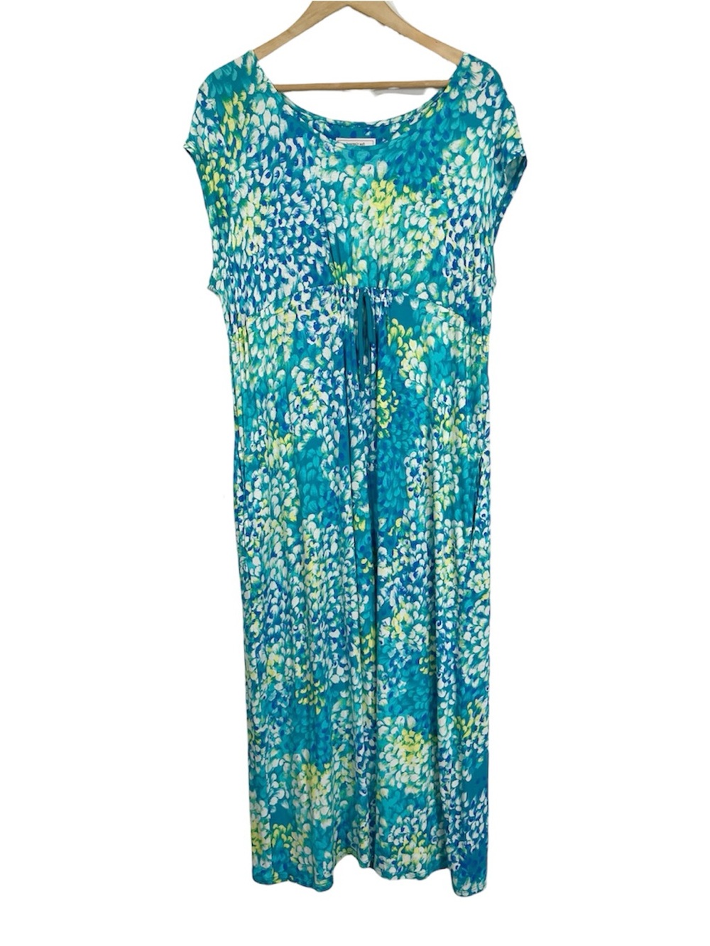 Carole Hochman Heavenly Soft Maxi Loungewear Dress Teal Blue Green Floral PL - Picture 2 of 8